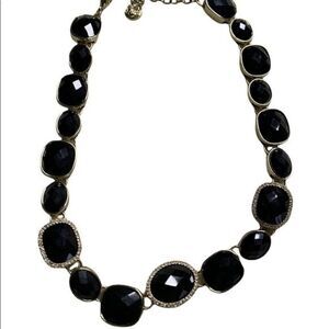 Black stone and crystal statement necklace approx 15” long